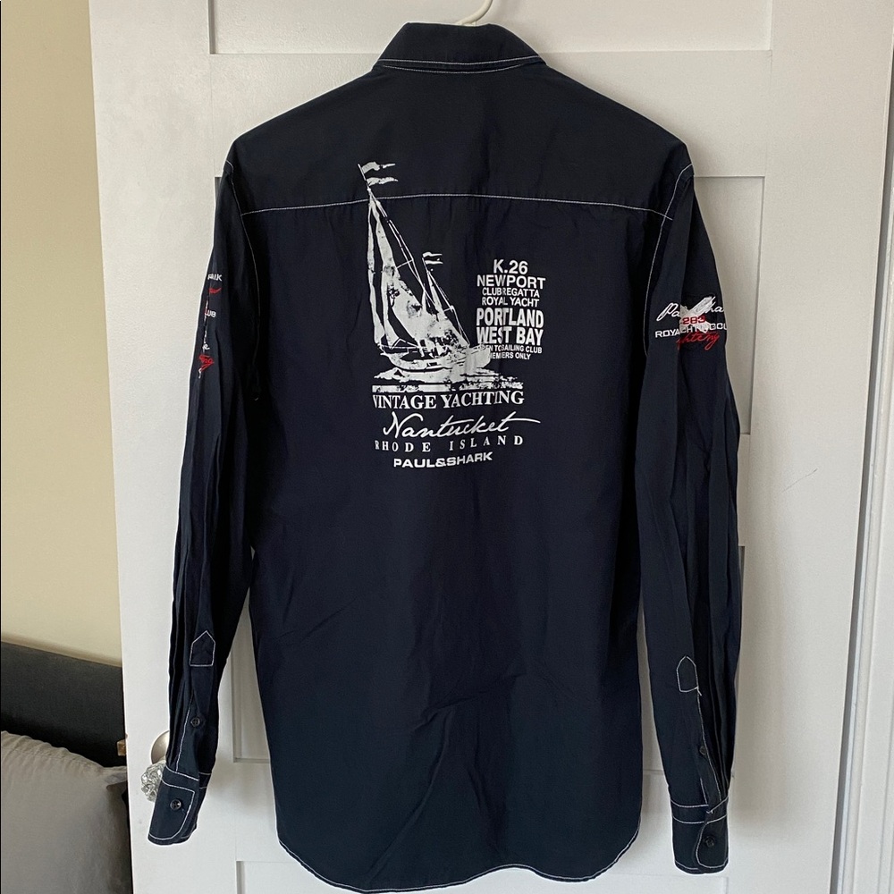 Paul & Shark Vintage Yachting Shirt Newport Bahamas Nantucket Embroidered L